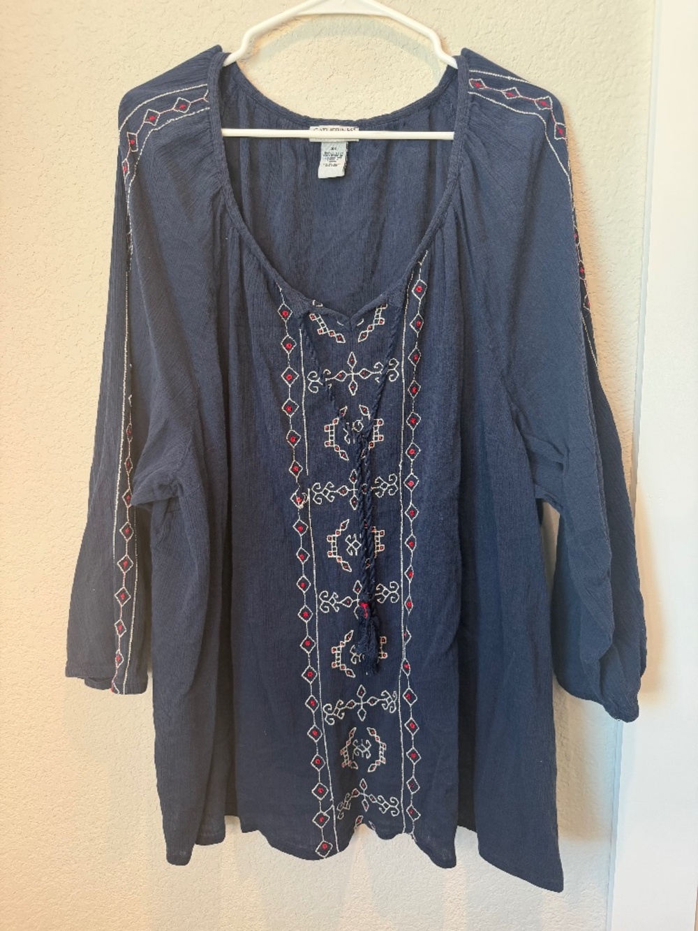Catherines Blue Boho Blouse Size 3X